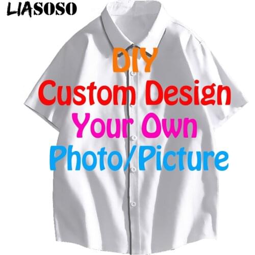 LIASOSO DIY Custom Design Button Shirt Mens 3D Print Short Sleeve Women Shirt Men Loose Casual Coat Suppliers For Drop Shipper