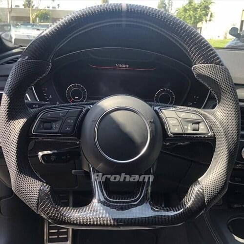 Carbon Fiber Steering Wheel Assembly Perforated Leather For Audi A4 B9 40 TFSI 2014 2015 2016 2017 2018 2019 2020