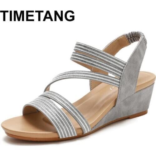 TIMETANG Fashion New Women Sandals Wedge Summer Casual Comfortable soft bottom Light Beach sandals Ladies Roman shoes Plus Size