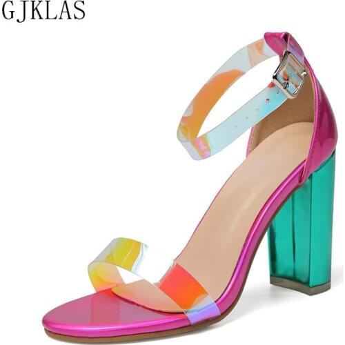 High Heels Sandals Women Summer Block Heels Sexy Shoes Korean Fashion Ladies Shoes Coloured Heels Comfy Woman Pumps Sandals