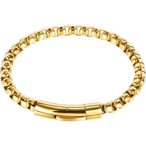 6mm 8 inch Silver/ Gold/ black Stainless Steel Square Link Chain Bracelet Bangle Hip-hop Punk Bangle Mens Gifts