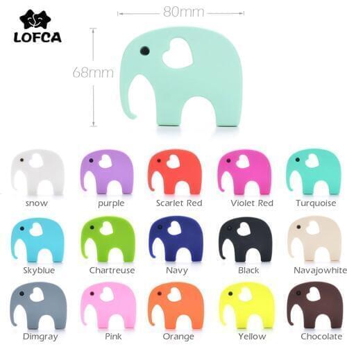 LOFCA Silicone Elephant Teether 1pc Soft Baby Teething Toys Baby Teether Pendant Necklace Chew Food Grade Silicone Beads Making