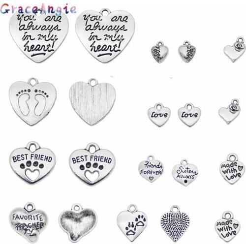 Mix 10pcs Love Letter Charms Best Friend Alphabet Charm Findings DIY Alloy Bracelet Keychain Jewelry For Teacher Gifts