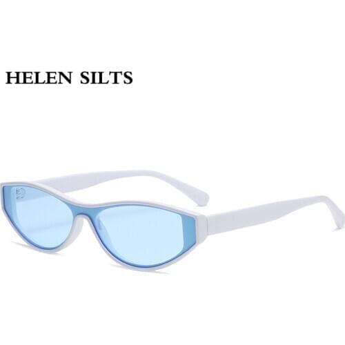 Fashion Cat Eye Sunglasses Women Small One Piece Lens Sun Glasses Female Trend Clear Blue Shade UV400 Lunette de soleil H178