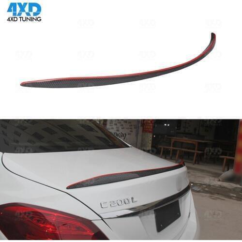 For Mercedes W205 Spoiler With Red Line C63 Style Sedan 2014 2015 2016 2017 2018 2019 W205 AMG Carbon Fiber Rear Spoiler Wing