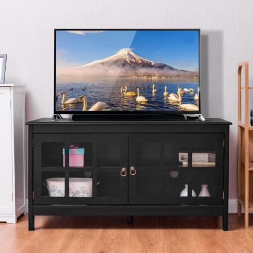 Giantex 50'' TV Stand Modern Living Room Wood Storage Console Entertainment Center with 2 Doors Home Furniture HW56756