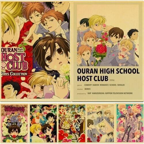 Vintage Japanese Anime Ouran High School Host Club Retro Poster Wall Art Stickers For Home Room Cafe Bar painting Decals