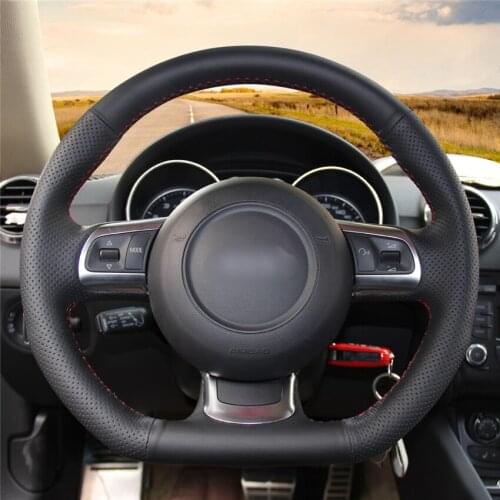 High quality Black Leather anti-slip customized car steering wheel cover For Audi TT 2008-2013