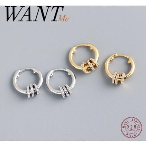 WANTME New Arrival Real 925 Sterling Silver Luxury Small Circle Lucky Ear Buckle for Women Punk Men Hip Hop Jewelry Earrings