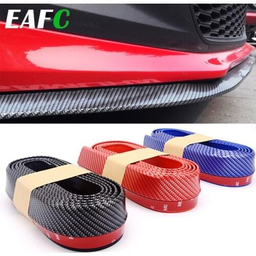 2.5m Car Bumper Lip Strip Protectors Splitter Body Kits Spoiler Bumpers Car Door Bumper Carbon Fiber Rubber Lip 65mm Width Strip