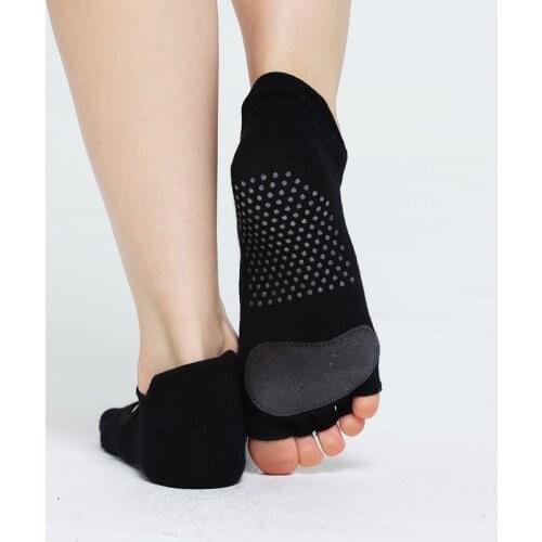 Women Cow Leather Silicone Non-slip Yoga Socks Cushioning Five Fingers Pilates Fitness Ballet Breathable Sports Socks Good Grip