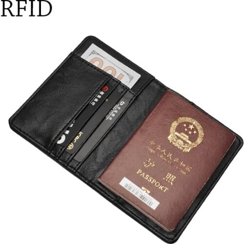 Women Men RFID Vintage Business Passport Covers Holder Multi-Function ID Bank Card PU Leather Wallet Case Travel Accessories