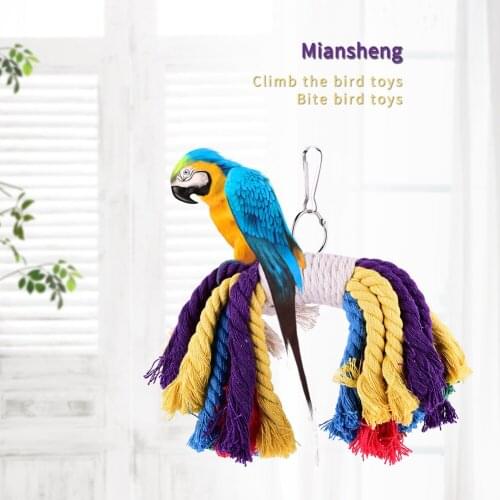 Colorful Bird Molar Toy Hanging Parrot Cotton Rope Chew Toys Biting Teeth Training Bird Toys For Climbing Playing Bird Supplies