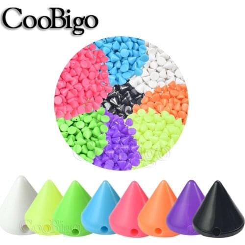 100pcs Plastic Colorful 7*8mm Punk Spike Rivet Cone Stud Bead For Bracelet Bag Cap Shoes Garment DIY Craft Sewing Accessory