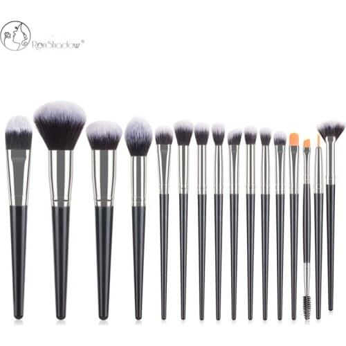 16Pcs Makeup Brushes Set Black Silver For Eye Shadow Powder Foundation Lip Professional Cosmetic Beauty Make Up Brush