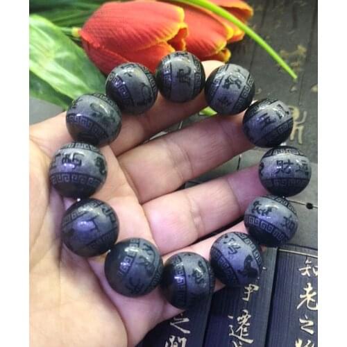 18mm Nature Bottle Green Jade Amulet Bangle Carven 12 Animal Bless Rosary Bracelet Chinese Zodiac