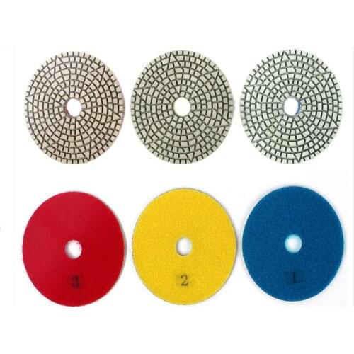 3pcs/set 4 Inch Wet 3 Step Flexible Polishing Pads Diamond Granite Polishing Tool Marble Grinding Pads
