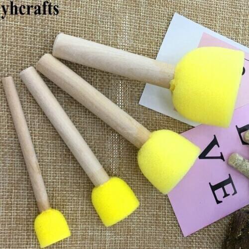 4PCS/LOT,4 size sponge brush with handle Art sponge Sponge stamp Early learning educational toys Kindergarten arts birthday gift