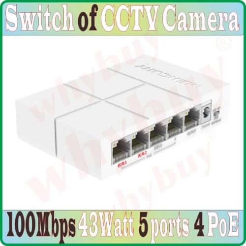 5 Ports 4 PoE 43W 100Mbps data CCTV Camera Switch Network NVR Switch Desktop Ethernet PoE Network Switch Plug&Play Auto MDI/MDIX