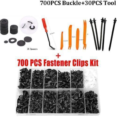 700 PCS Mixed Car Fastener Clips Boxed Car Door Bumper Panel Fender Retainer Push Rivet With 30PCS Tool