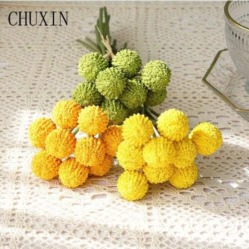 9pcs/lot cute plastic small golden ball artificial flower DIY wedding bouquet plastic flower office home room table decoration