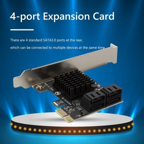ASM1064 SATA PCIe Adapter 4 Ports SATA III to PCI Express 3.0 X1 Controller Expansion Card Desktops Workstations Servers