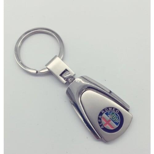 Car Key Rings for ALFA ROMEO Mito GT 147 156 159 Giulietta Spider Parallel-chord Alloy Car Emblem Keychain Key Chain car styling