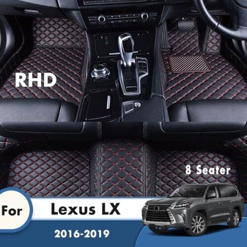RHD Car Floor Mats For Lexus LX 2019 2018 2017 2016 8 Seater Artificial Leather Custom Carpets Auto Styling Car Accessories Rugs
