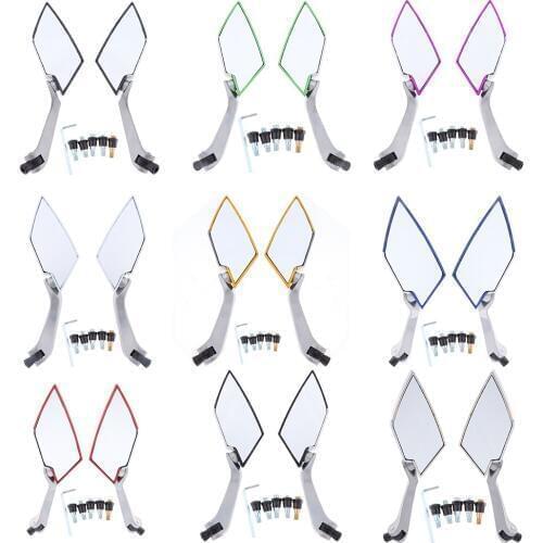 2Pcs Motorcycle Scooter Rear View Side Mirror Blast-Resistant Glass Lens Rotatable Mirror for Yamaha RSZ LY149QMG 8 Colors