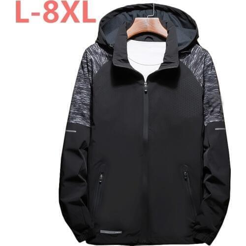 Big size 8XL 7XL 6XL New Arrival Spring Mens Jackets Fashion Coats Male Casual Slim Hooded Collar Jacket Men Outerdoor