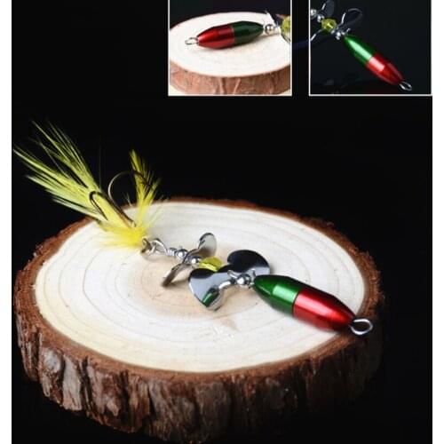 Fishing Bait Rotating Spinner Sequins Fishing Lure 10g/7cm Wobbler Bait with Feather Fishing Tackle for Bass Trout Perch Pike