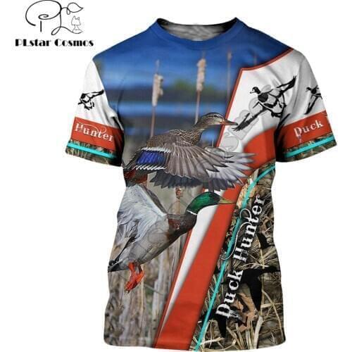 Animal Duck / Coyote Hunting Color 3D Printed Men t shirt Harajuku Fashion summer Short sleeve shirt Unisex Casual T-shirt top