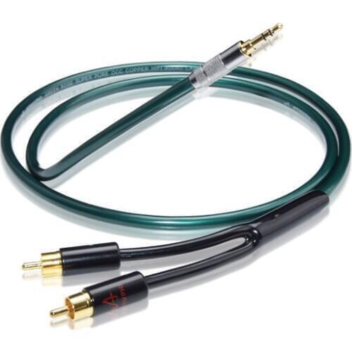 Hifi 3.5mm to 2RCA Y Splitter Stereo Audio Cable HiFi for Audiophile Connect Phone MP3 CD PC to Amplifier