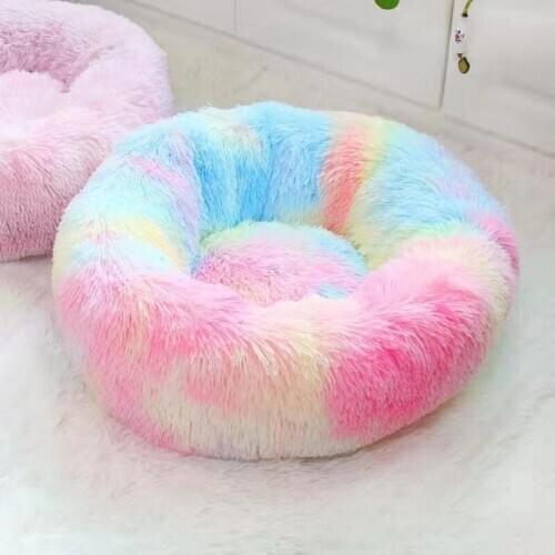 Colorful Dog Beds Calming Bed Hondenmand Pet Super Soft Fluffy Comfortable for Large Dog or Cat House Long Plush Dounts
