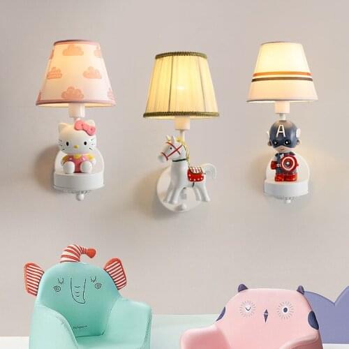Creative cartoon childrens room bedside wall lamp modern minimalist wall background lamp boy girl bedroom lamp