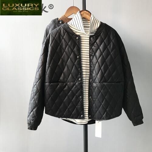 Jacket Winter Pu Leather Women Parkas Mujer 2021 Fashion Ladies Cotton Down Jackets Short Slim Coat Female Outwear LW497