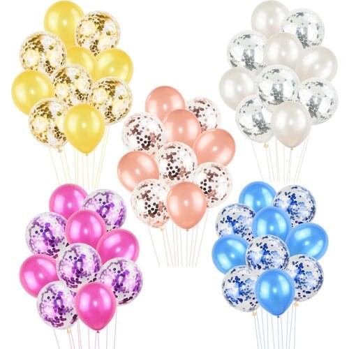 10pcs 12inch Multiple Confetti Latex Balloons Set Rose Gold Pink Blue Party Globos For Wedding Birthday Baby Shower Decoration