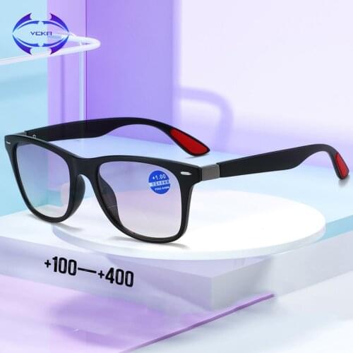 VCKA Retro Multifocal Progressive Reading Glasses Anti-blue light Far and Near double Optical Presbyopic for Women Men Eyewear
