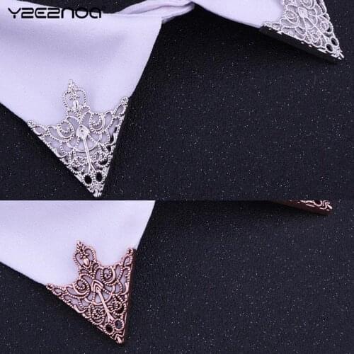 Hollowed Out Crown Leaf Badge Wedding Banquet Fashion Jewelry Brooches For Men Vintage Fashion Triangle Shirt Collar Pin