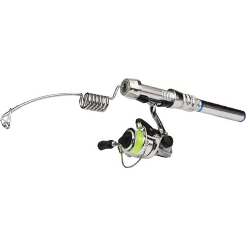 Stainless Steel Ice Fishing Combo Kit Detachable Micro Rod with Rod Tip Reel Combo Winter Fishing Tackles