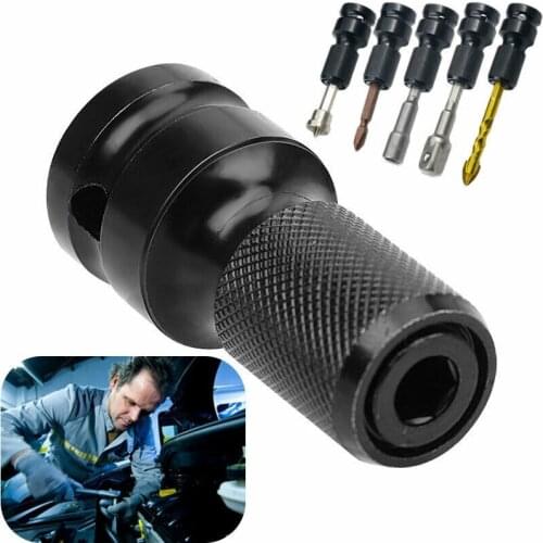 Socket Adapter Set Hex Shank 1/2inch Drive To 1/4in Impact Drill Bits Driver Power Tool Telescopic Sleeve Bolt With Apron
