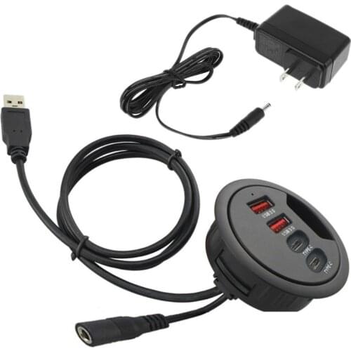 LX9B Mounting In-Desk 4 Ports USB 3.0+Type C Hub Adapter Multi Splitter for PC Laptop