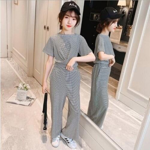 2021 Summer New Girls Clothing Sets Baby Girl Striped Cotton 2Pcs Suits Kids Clothes Set 6-16yEARAAAAAAAAAAAAAAAAAAAAAAAAAAAA