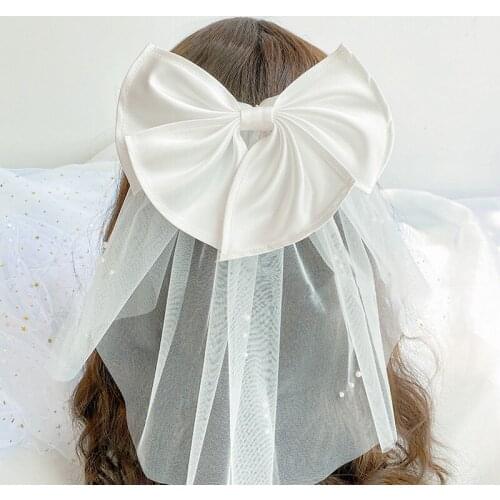 6 Styles Bowknot Short Veil Mesh Headband Elegant Charming White Bridal Tulle Wedding Hair Clip Accessories