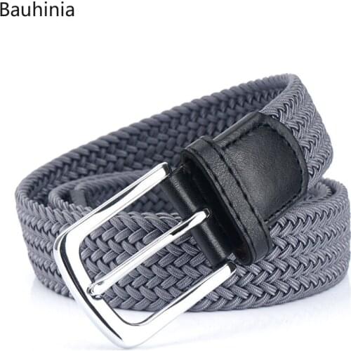 3.4CM Elastic Alloy Buckle Fashion Belt For Young Men And Women 105m 115m 125m Weave Canvas Belt 10 Styles