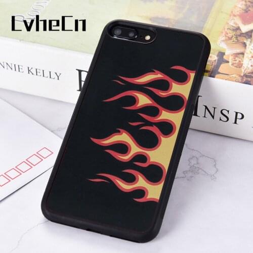 LvheCn Rubber Silicone Phone Case Cover For iPhone 6 6S 7 8 PLUS XR X XS 11 12 PRO MAX MINI Flame Print