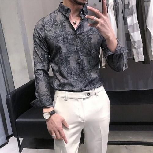 2021 Spring Men Shirt British Style Long Sleeve Casual Shirt Slim Formal Business Dress Clothing Streetwear Social Party Camisas