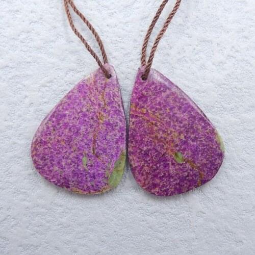 Natural Stone African Purple Stone Earring Bead 29x21x3mm 5g Handmade Jewelry Accessories