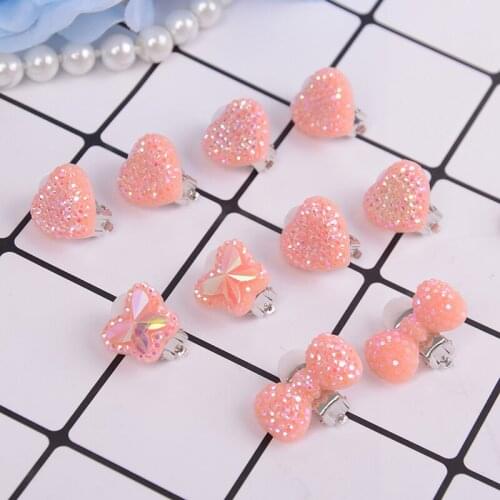 1Pair Heart,Bow,Butterfly Ear Clip Style Earring Soft Invisible Ear Hanging Ear Clip No Piercing Earring For Children Kid