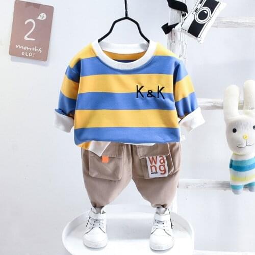 Spring Autumn Children Boys Girls Clothes Suit Striped+pants 100% Cotton Top Quality Toddler Boys Clothes Infant Clothing Sets